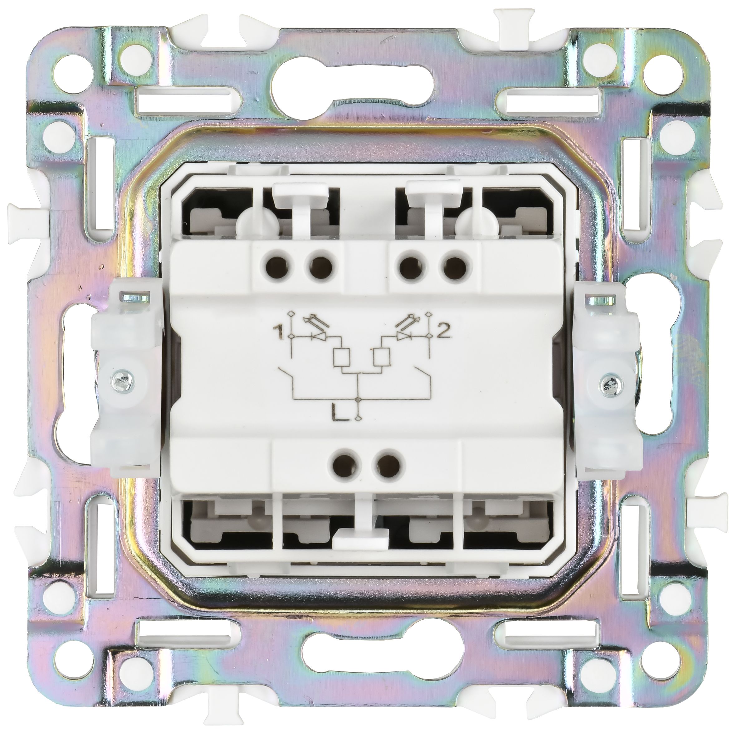             SKANDY Ажыратқыш 2 пернелі, индикациямен 10А SK-V09N металл никель IEK    