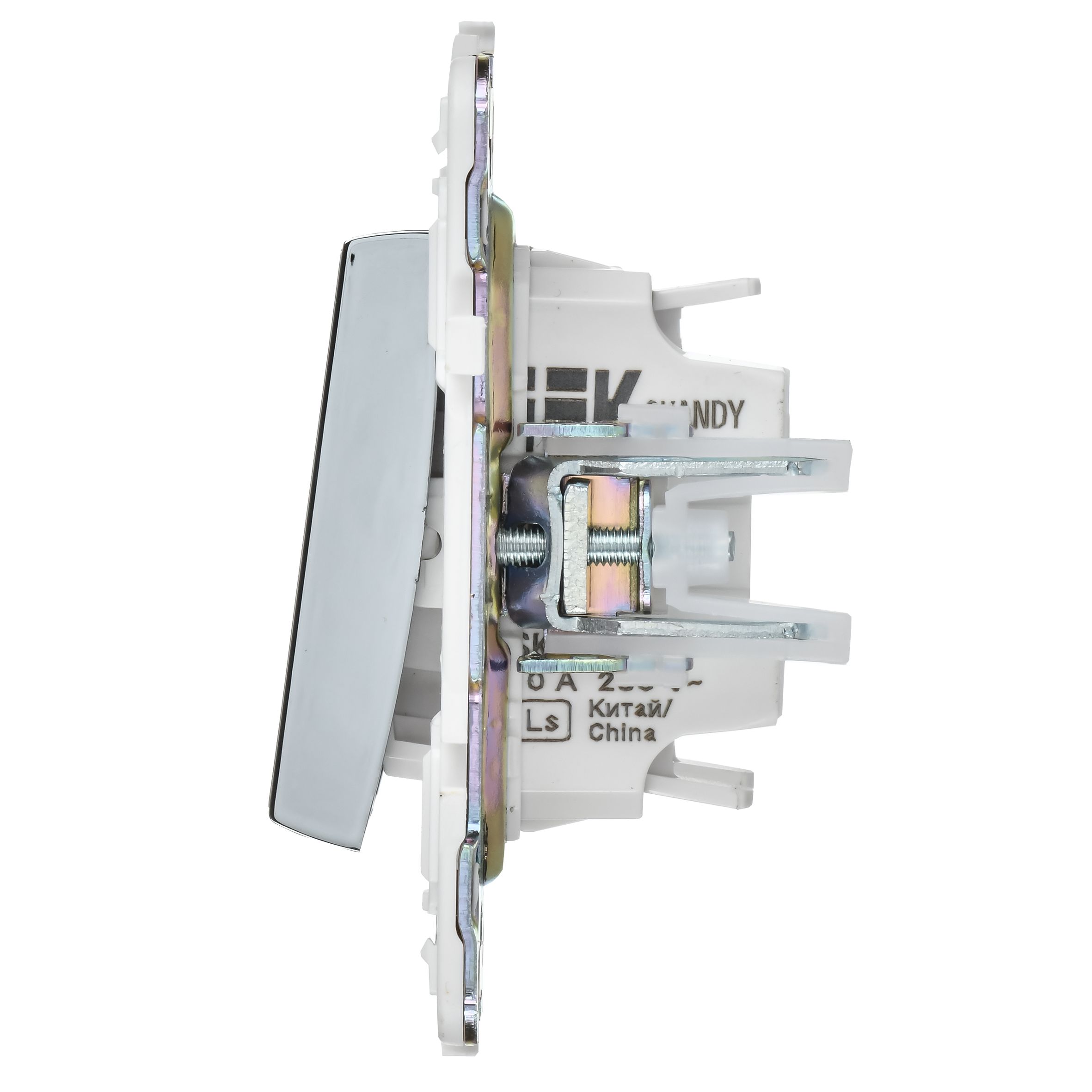             SKANDY Ажыратқыш 1 пернелі, айқара 10А SK-V03N металл никель IEK    