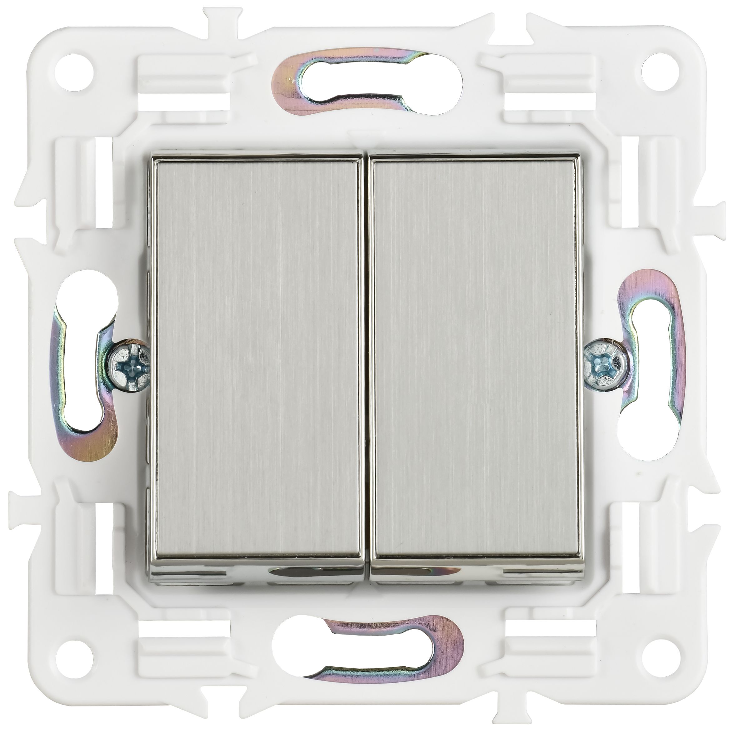             SKANDY Ажыратқыш 2 пернелі 10А SK-V04N металл никель IEK    