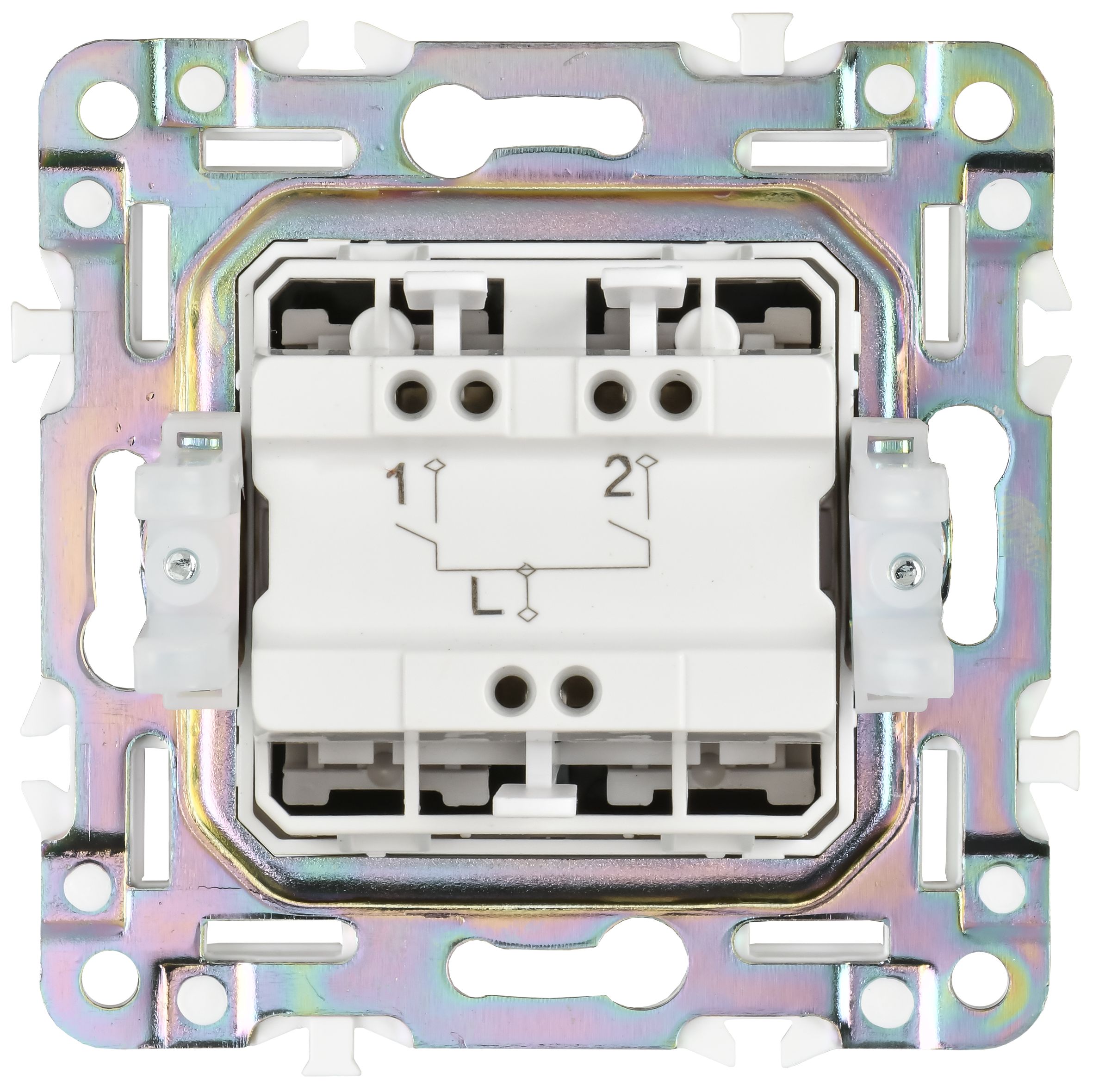             SKANDY Ажыратқыш 2 пернелі 10А SK-V04N металл никель IEK    