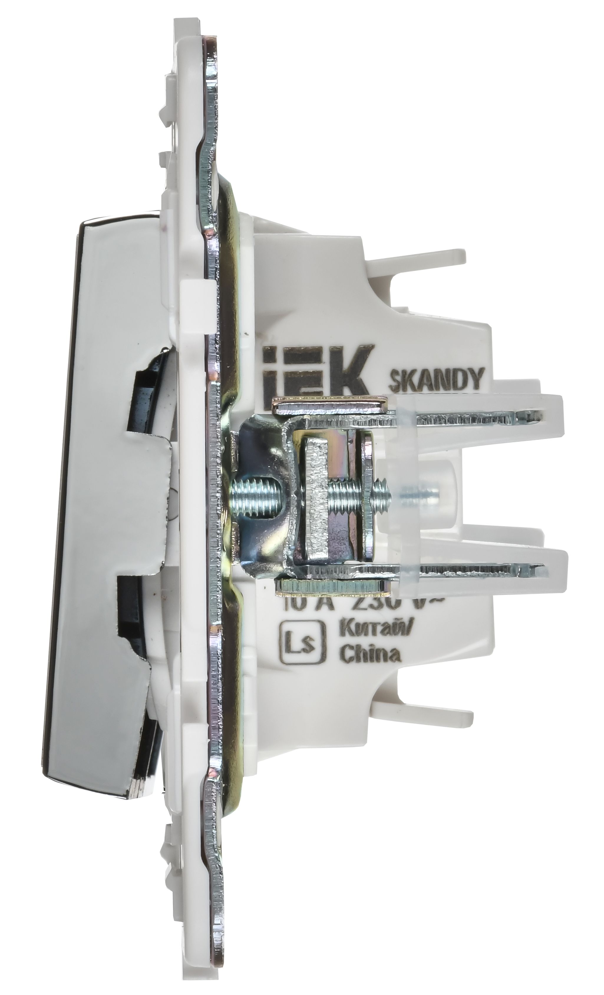             SKANDY Ажыратқыш 2 пернелі, өтпелі 10А SK-V05N металл никель IEK    