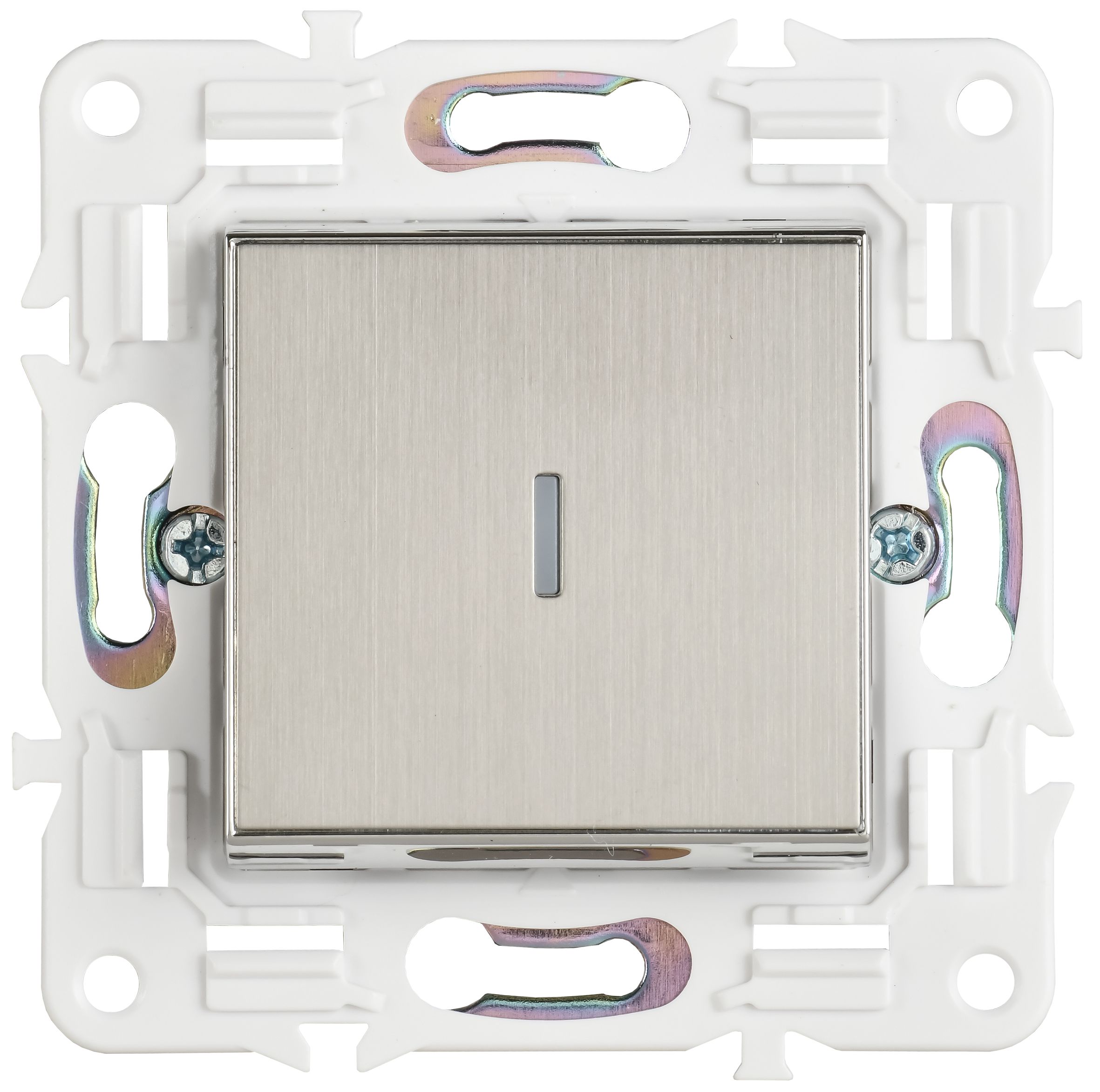             SKANDY Ажыратқыш 1 пернелі, индикациямен 10А SK-V07N металл никель IEK    