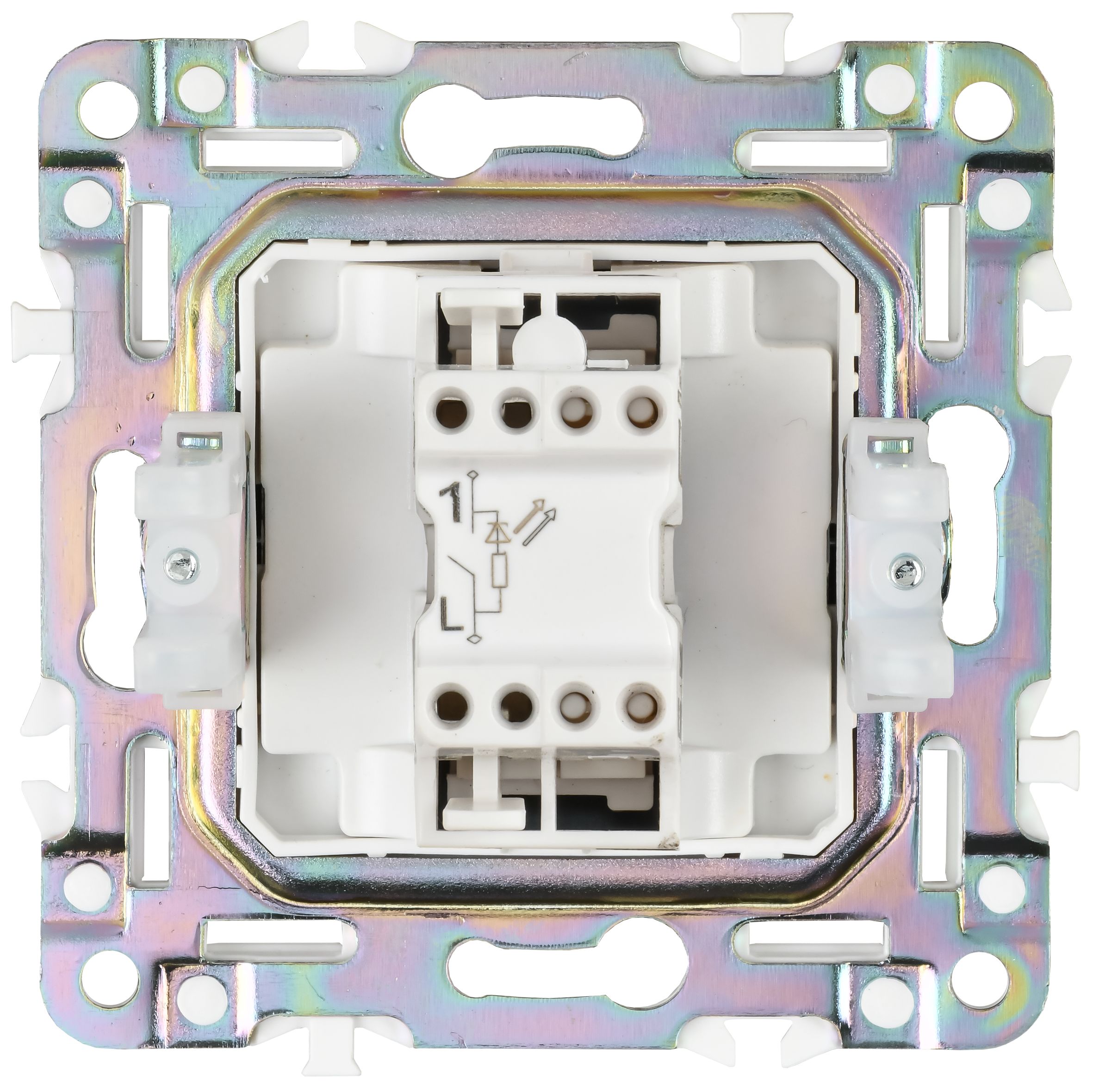             SKANDY Ажыратқыш 1 пернелі, индикациямен 10А SK-V07N металл никель IEK    