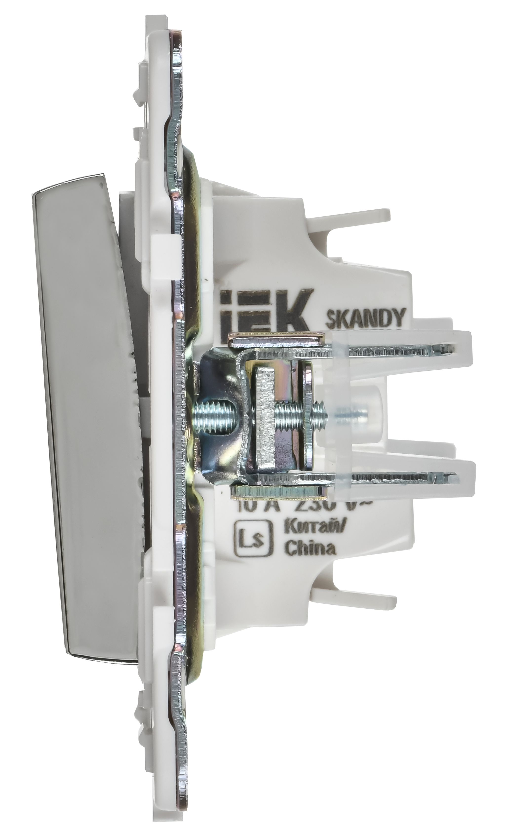             SKANDY Ажыратқыш, 1 пернелі, батырмалы 10А SK-V14N металл никель IEK    