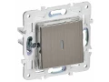 SKANDY Ажыратқыш, 1 пернелі, өтпелі, индикациямен, 10А SK-V08N металл никель IEK