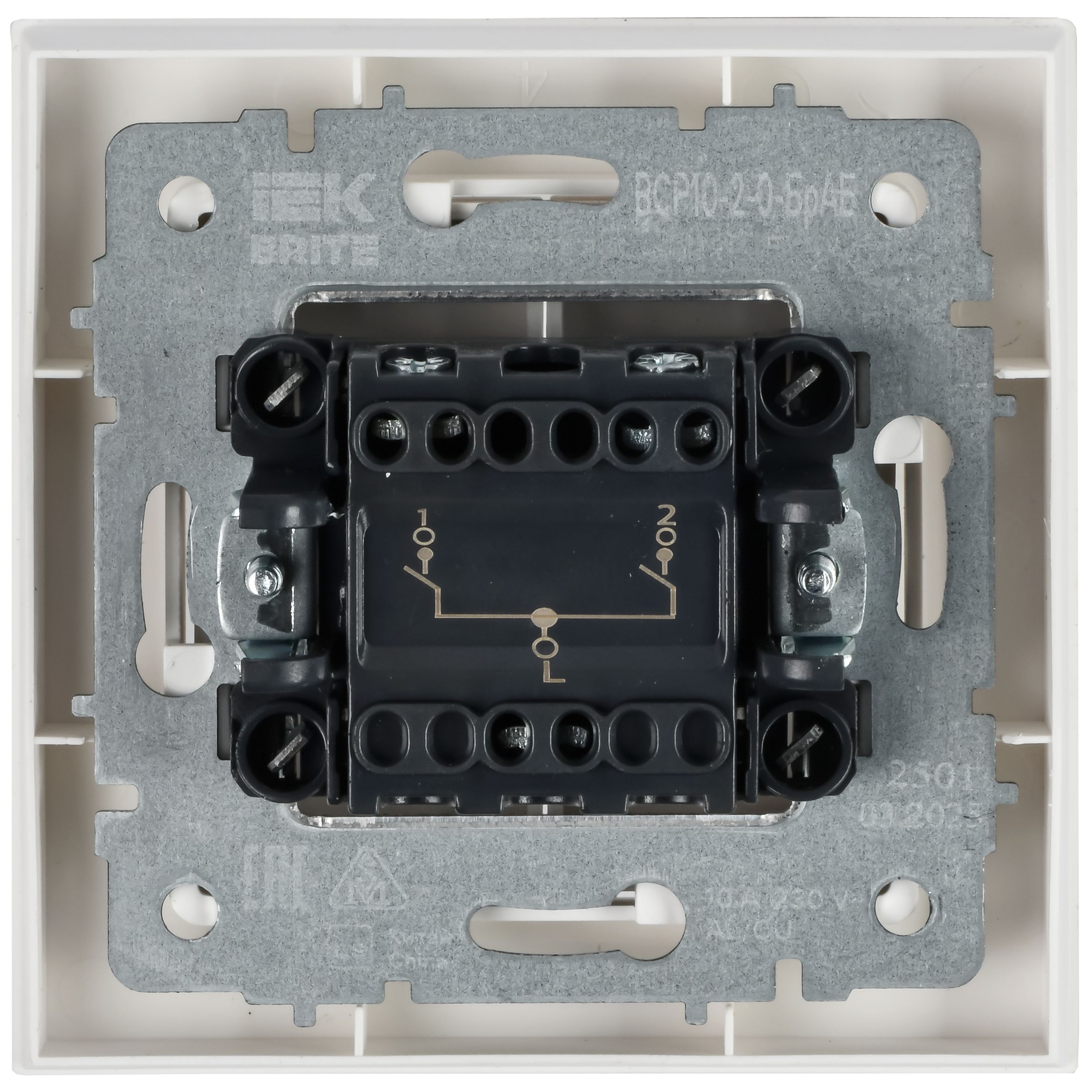             BRITE Ажыратқыш 2-пернелі 10А жиынтықта ВСР10-2-0-БрАБ арктикалық ақ IEK    