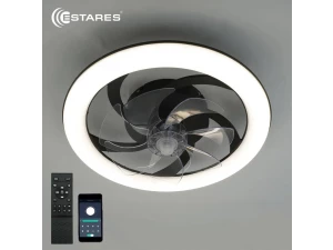 Люстра управляемая светодиодная с вентилятором FAN SIMPLE 65W+18W R-APP-480*125-BLACK/WHITE-220-IP20