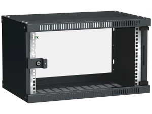 ITK Шкаф настенный LINEA WE 6U 550х350мм дверь стекло черный