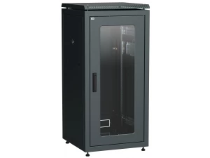 ITK LINEA N Шкаф сетевой 19' 28U 600х600мм стеклянная передняя дверь черный