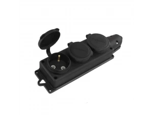 Колодка розеточная 3 с заземлением, каучук ND plast  (50 шт)