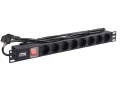 ITK PDU розетка блогы 8 розетка неміс стандарты, LED өшірумен,1U, бауы 2м айыр (неміс стандарты) алюм профиль