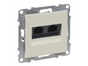 Розетка информационная двойная RJ45 категория 6 UTP слоновая кость SUNO /721253/