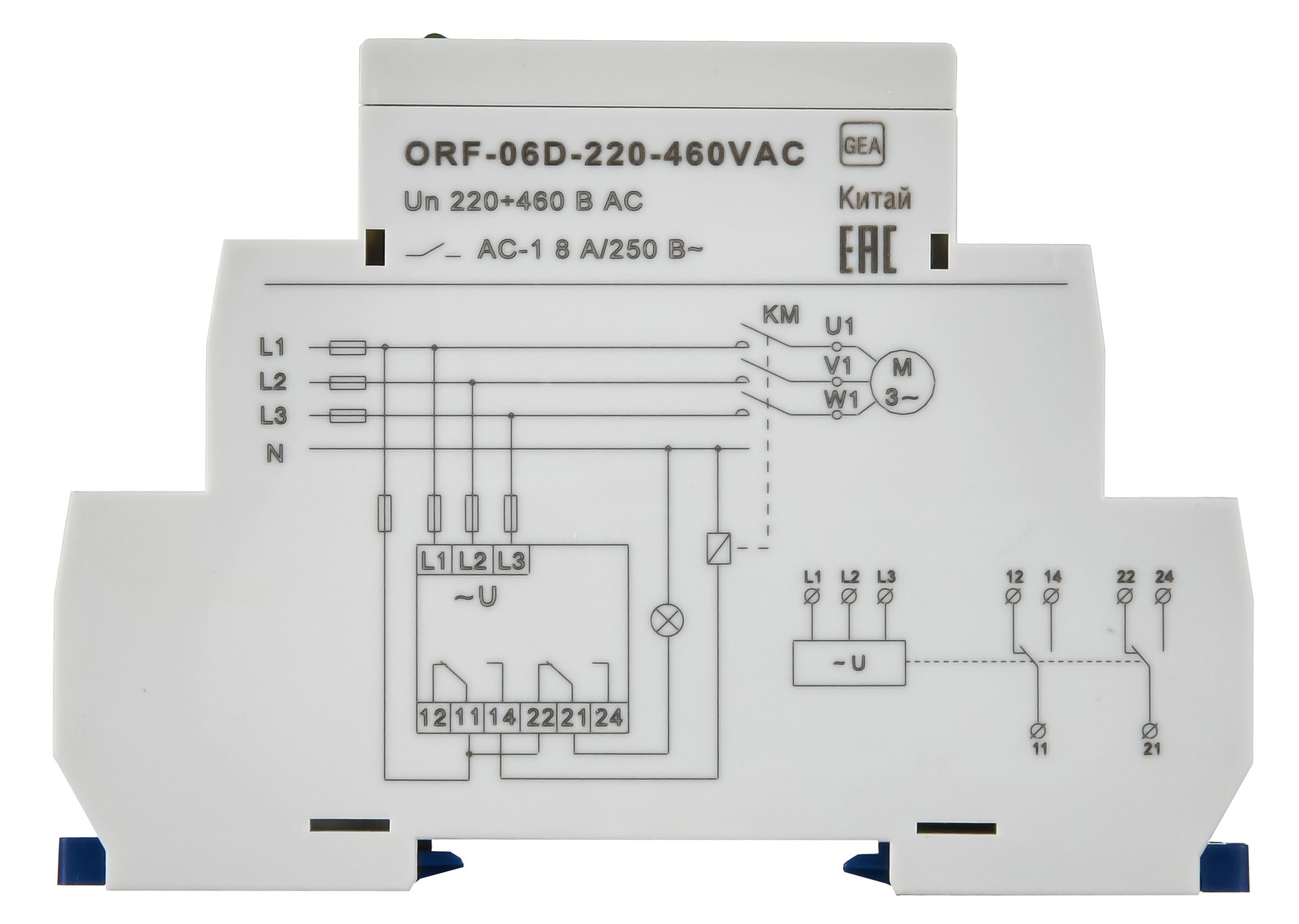             Фаза релесі ORF 06D 3ph 2 контакт 220-460В айнымалы тоқ ONI ИЕК    