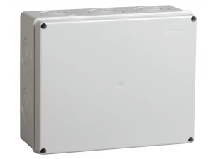 Коробка распаячная КМ41271 для открытой проводки безгалогенная (HF) 240х195х90мм IP44 5 вводов серая