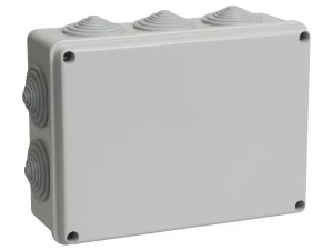 Коробка распаячная КМ41243 для открытой проводки безгалогенная (HF) 190х140х70мм IP44 10 гермовводов
