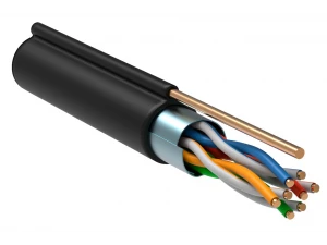 ITK Витая пара F/UTP кат.5E 4х2х24AWG solid LDPE с металлическим тросом 1,2мм черный (305м)