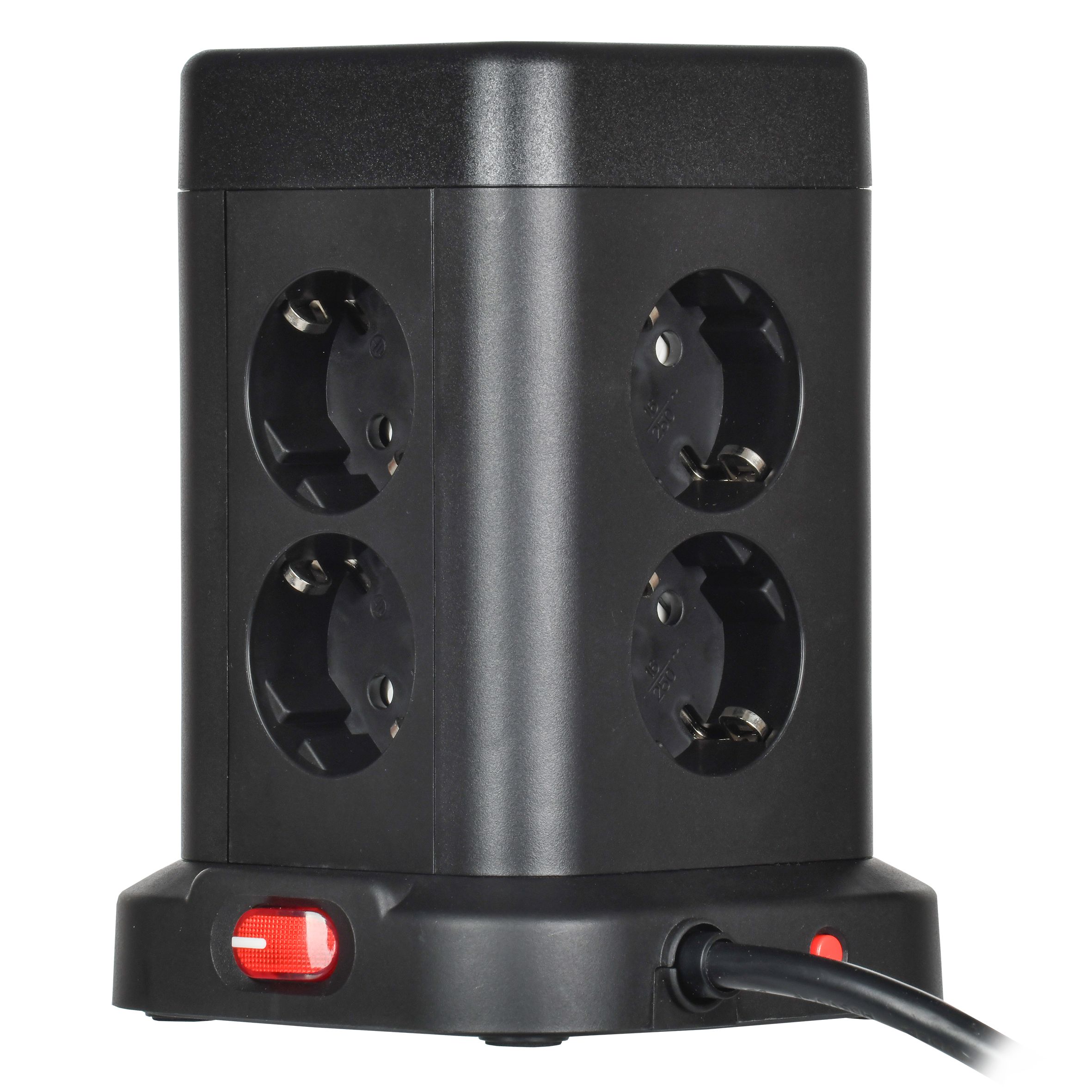             DOMINIC Ұзартқыш У08K 8 нүкте 2P+PE 1,5м 3х1,0мм2 16А/250В USB A+C 20Вт қара ИЭК    