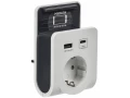             Адаптер Т-03/01 1 нүктелі 2P+PE 16А 2хUSB A+C 20Вт тіреуішпен, ақ-қара IEK    